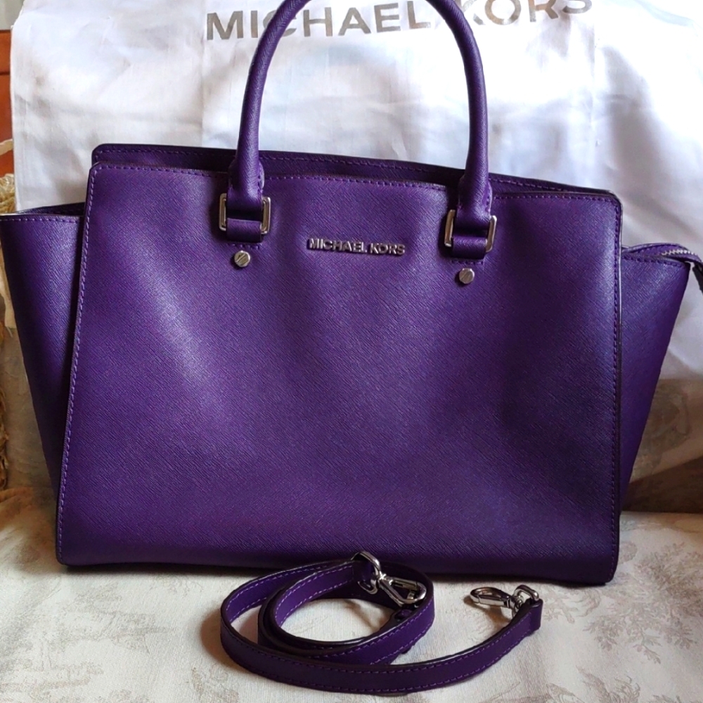 Michael Kors Safiano Leather Purple Bag